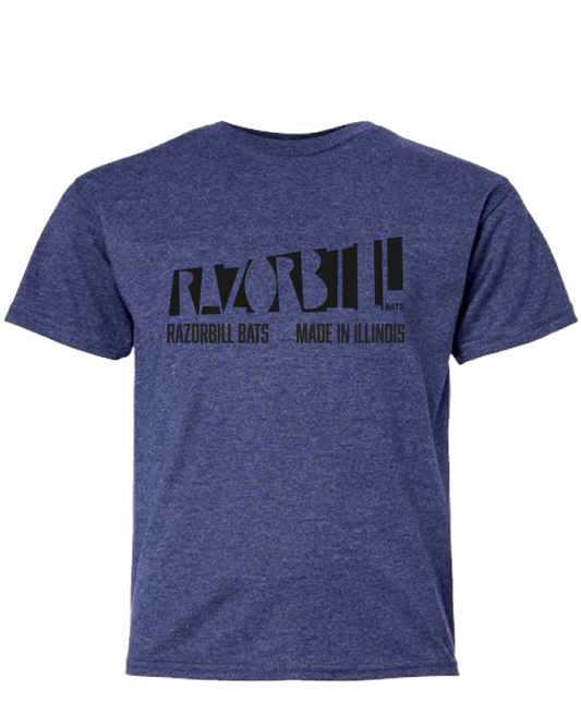 Razorbill Bats Cotton T-shirt Blue - Made In Illinois