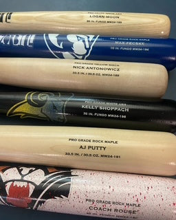 Custom Razorbill bats featuring personalized logos and unique designs