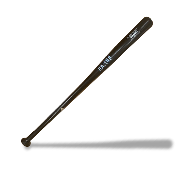 Razorbill Bats full black wood baseball bat with a sleek, uniform finish from barrel to handle, designed for a bold, professional look on the field.