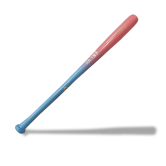 Razorbill Bats Standard Pro Maple Cotton Candy Bat featuring a balanced design with vibrant pink and blue accents, crafted from premium maple wood for game-ready performance.