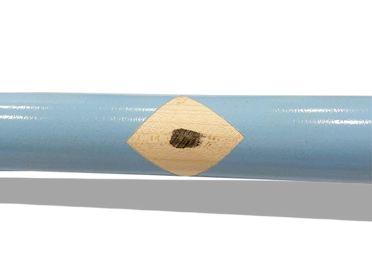 Close-up of the knob on a Razorbill bat showing its intricate details