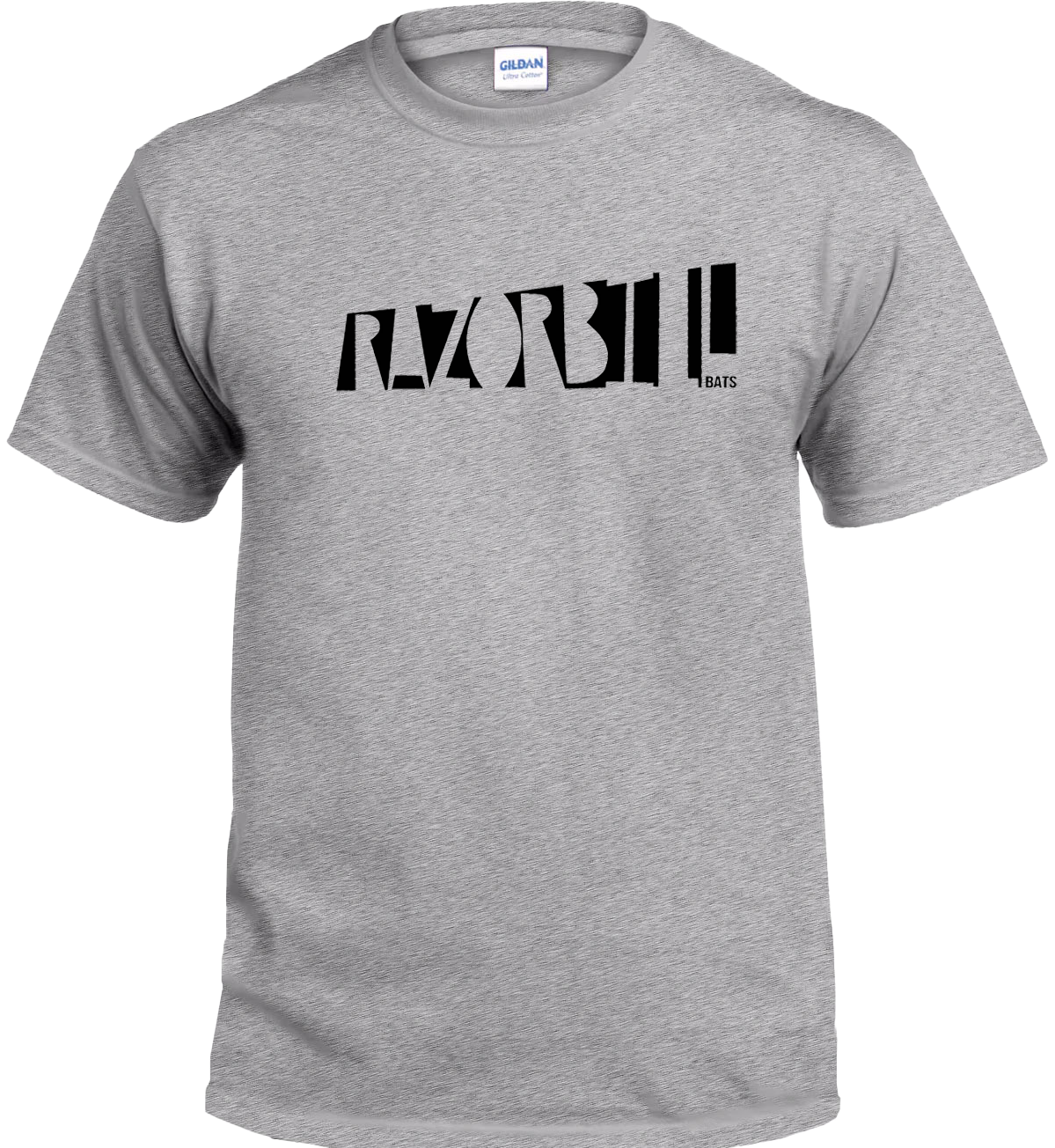 Grey Razorbill Bats t-shirt with classic logo design