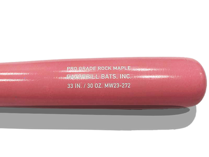 Razorbill bat's pink barrel with an engraving