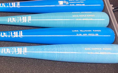 Razorbill Bats featuring light blue-colored wood, blending unique style with high-quality craftsmanship for a standout look on the field.