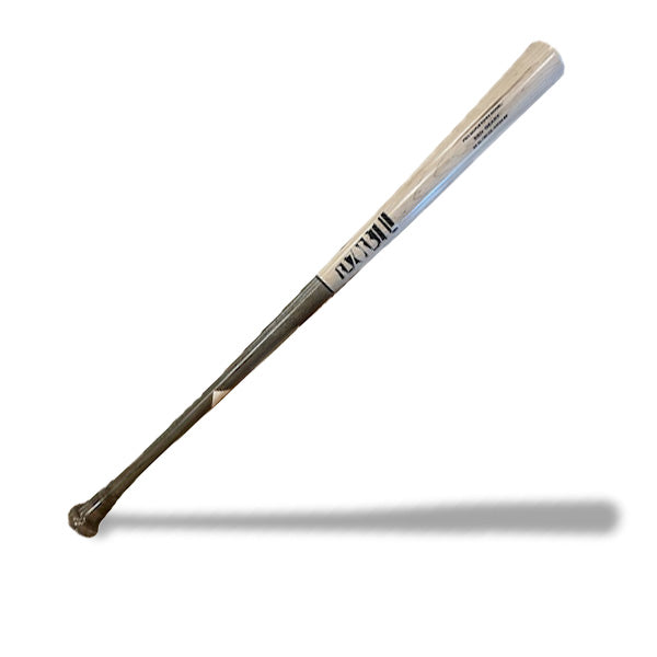 Razorbill natural wood barrel baseball bat with charcoal handle, professional-grade finish