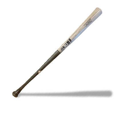 Razorbill natural wood barrel baseball bat with charcoal handle, professional-grade finish